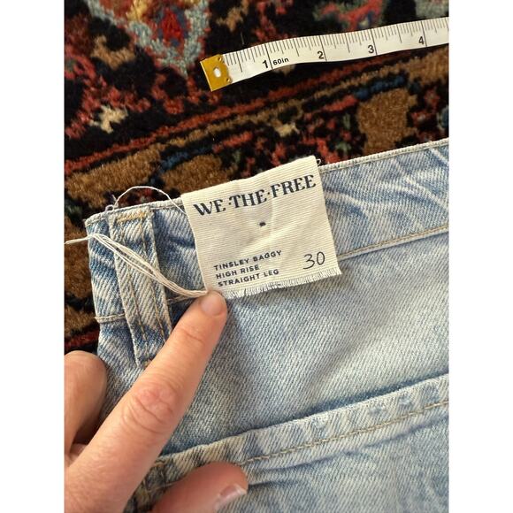 Free People Tinsley Baggy High Rise Jeans Wide Leg Straight Leg 30 Cotton Cargo - Picture 7 of 12